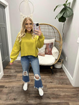 LOVING YOU IS EASY CHARTREUSE SWEATER TOP