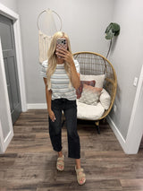 KADEN CREAM BLUE STRIPE SHORT SLEEVE TEE