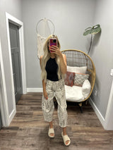 SHELBY FAWN PRINT BARREL DENIM JEANS