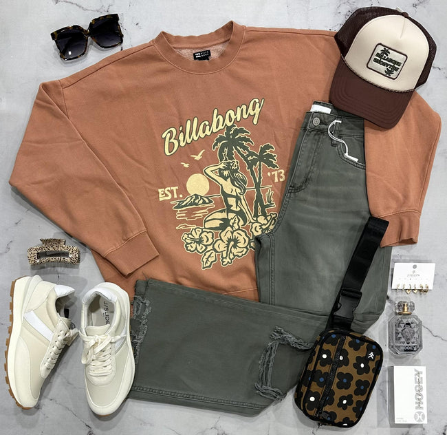BILLABONG RUST ECHO CREW SWEATSHIRT