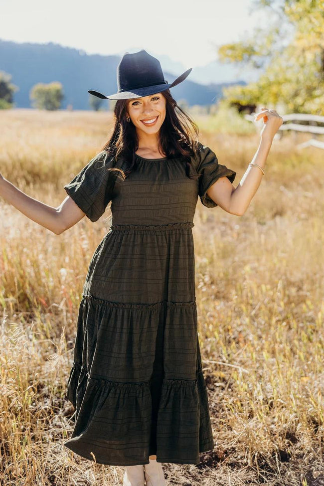 THE SERENA ARUGULA MIDI DRESS