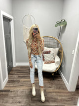 CORRINA CREAM LONG SLEEVE MESH FLORAL TOP