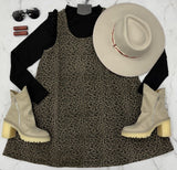 NAVIE LEOPARD OVERALL DENIM DRESS