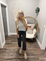 JACI HEATHER GREY SHORT SLEEVE SWEATER TOP