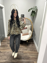 MACIE LEOPARD TIE FRONT BLOUSE