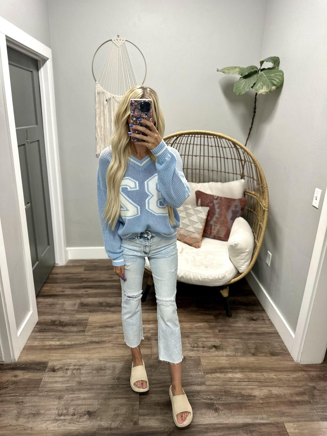 NAOMI LIGHT BLUE 32 KNIT SWEATER TOP