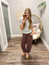 CASSIDY HEATHER GREY SHORT SLEEVE SWEATER TOP