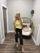 LULU RIBBED PALE YELLOW TOP