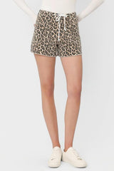 SAVANNAH LEOPARD TIE FRONT DENIM SHORTS