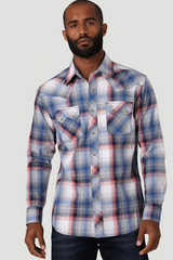 MENS WRANGLER RETRO RED AND BLUE PLAID
