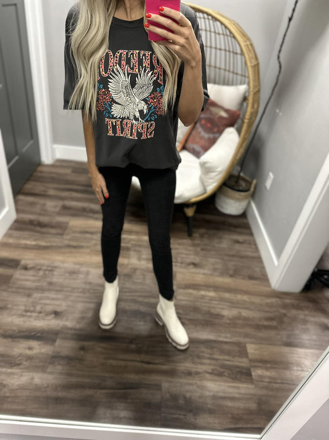 WASHED BLACK  FREEDOM SPIRIT EAGLE TEE