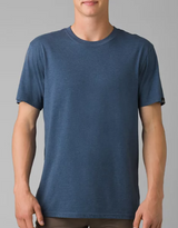 MENS PRANA CREW T SHIRTS DENIM HEATHER BLUE