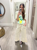 LONDON TAUPE WASHED WIDE LEG PANT