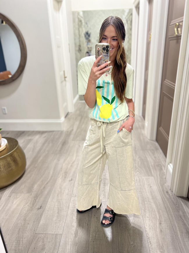 LONDON TAUPE WASHED WIDE LEG PANT