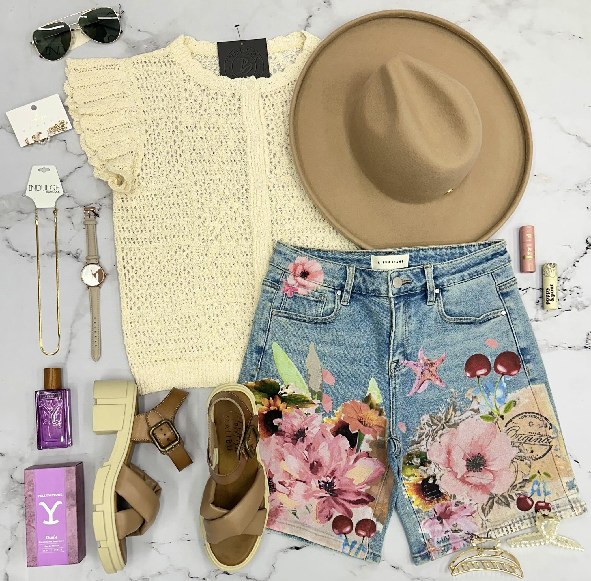 HARLIE PRINTED DENIM BERMUDA SHORTS