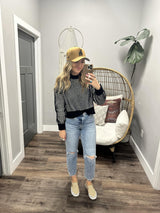 FALL FAVORITE BLACK RIBBED COZY SWEATER