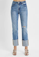 HOLLAND HIGH RISE CUFFED DENIM JEANS
