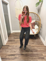BRENNA TAFFY PINK HEART BUTTON UP KNIT TOP