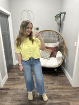 MANDY LEMON BUTTON UP CARDIGAN SHORT SLEEVE TOP