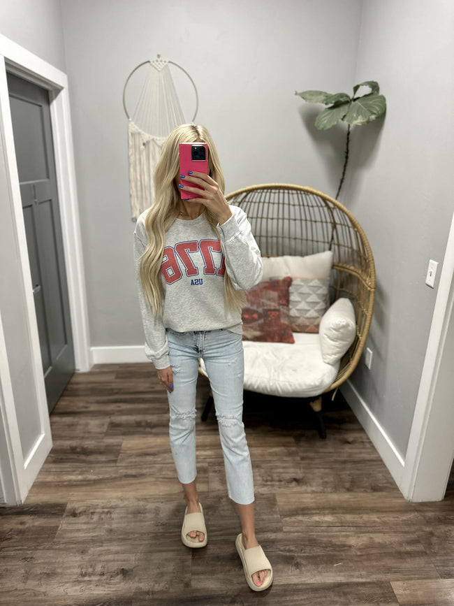 HEATHER GREY 1776 CREW SWEATSHIRT