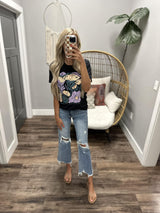 BLACK FLORAL GROW POSITIVE THOUGHTS TEE