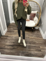 KYRA OLIVE KNIT SWEATER TOP