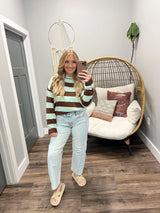 WHITLEE MINT CHOCOLATE STRIPE KNIT SWEATER TOP