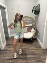 PERFECT SAGE BASIC RIBBED TEE