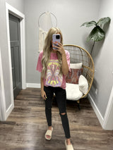 PINK WASHED ROCK & ROLL GRAPHIC TEE
