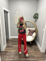 HOLLY RED SIDE STRIPE TRACK PANT