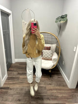 ARDEN VINTAGE CAMEL CABLE KNIT SWEATER TOP