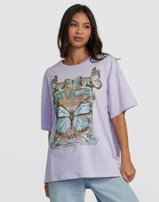 RVCA SOCIAL BUTTERFLY LAVENDER TEE