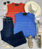 JENNY COASTAL STRIPE KNIT SWEATER TANK