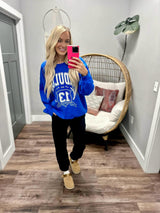 INDULGE BOUTIQUE COBALT CREW SWEATSHIRT