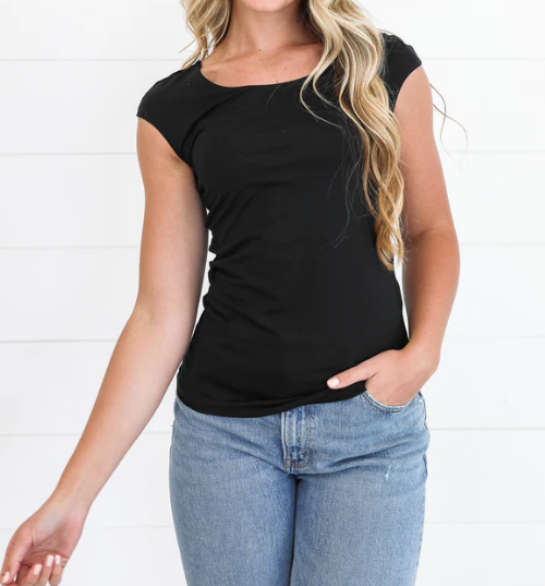 BLACK LAYER CAP SLEEVE TEE