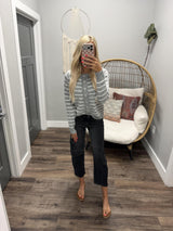 BONNIE HEATHER GREY STRIPE CARDIGAN TOP