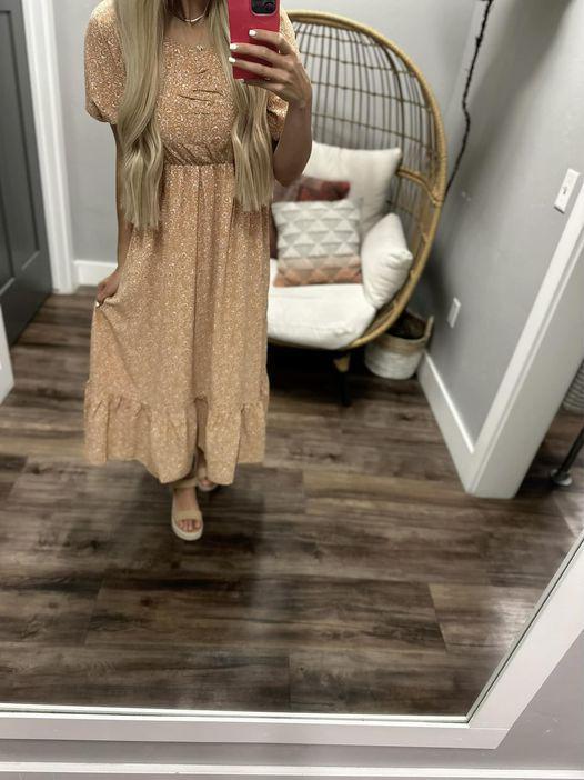 BREA PEACH BUD FLORAL DRESS