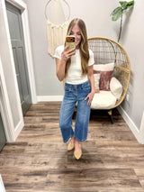 ALLISON WHITE HENLEY RIBBED TOP