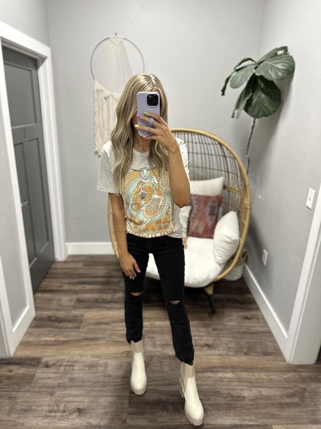 STONE WASHED BUCKING BRONCO TEE