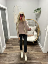 SAIGE WASHED BROWN SUGAR MINERAL SWEATER TOP