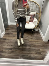 RUSSELL TAUPE AND IVORY PULLOVER ZIP SWEATER