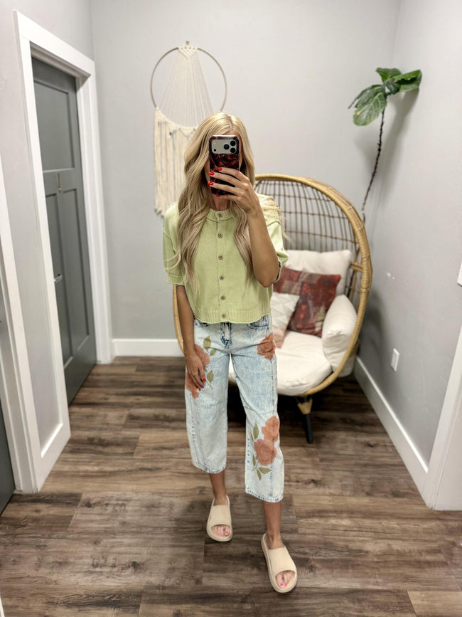KINSLEY FLORAL DENIM BARREL JEANS