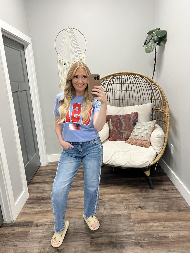 BLUE USA FLAG TEE