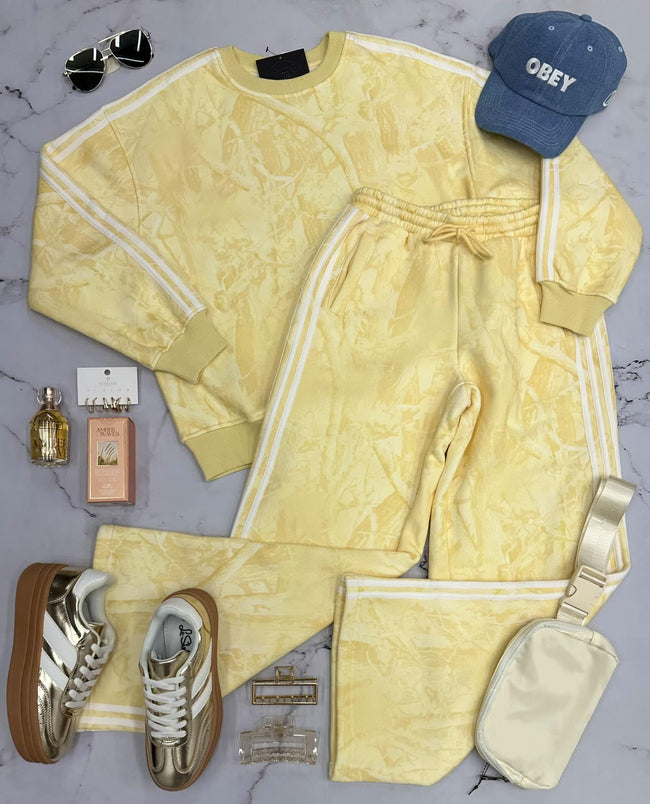 BUTTER YELLOW CAMO TRACK SWEATSHIRT TOP