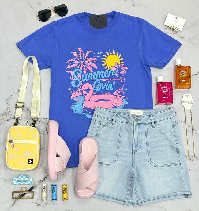 SUMMER LOVIN BLUE GRAPHIC TEE