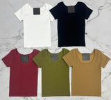 WHO AM I OLIVE RIBBED SHORT SLEEVE TOP