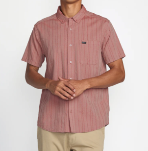 MENS RVCA THATLL DO BUTTON UP STRIPE POLO