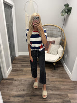 STARS AND STRIPES SHORT SLEEVE SWEATER TOP