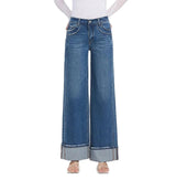 KRIS HIGH RISE CUFF PANEL DENIM JEANS