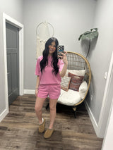 INSIDE SCOOP HOT PINK SHORT SET